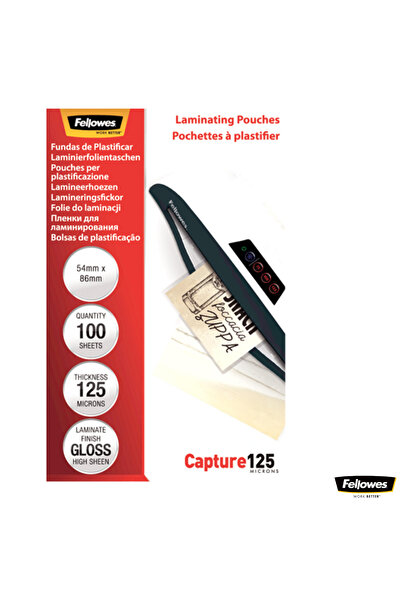 Fellowes Set de 100 folii de laminare, format card 54 x 86 mm, 125 microni, f...