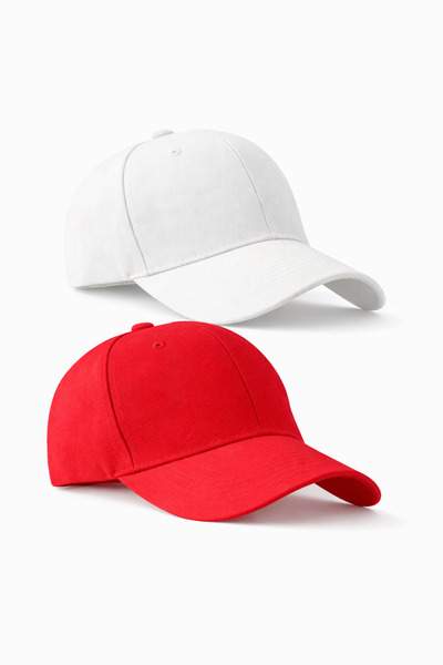 Zeramine 2024 Düz Basic Unisex Baseball Şapka – Kırmızı & Beyaz Ayarlanabilir...