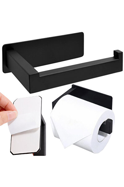 OEM SUPORT HÂRTIE IGIENICĂ NEGRU MAT, OȚEL, FĂRĂ GĂURIRE, MODERN, PENTRU TOAL...