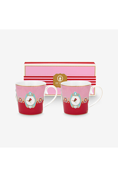 Pip Studio Love Birds Red Porcelain Mug Set 250 ml