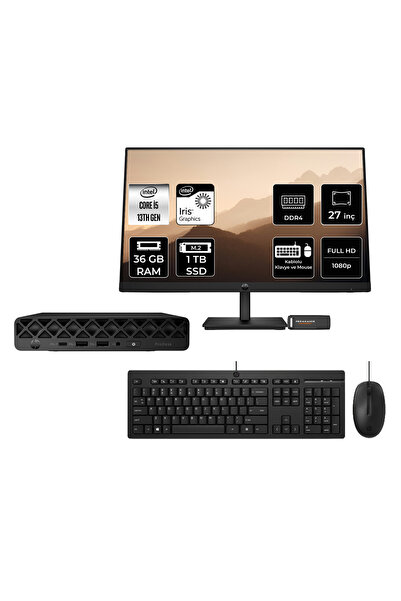 HP Pro Mini 260 G9 Intel Core i5 1335U 36GB 1TB SSD 27" FDOS Mini Masaüstü Bi...