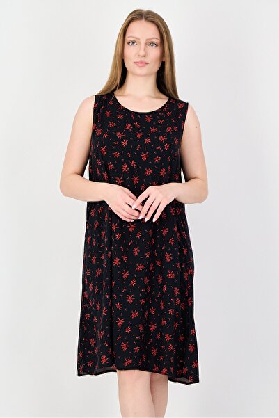 MİSELL Women Allover Print Mini Dress, Black