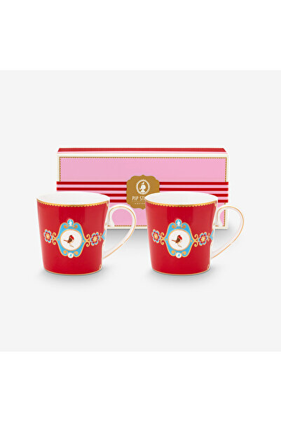 Pip Studio Love Birds Kırmızı Porselen Kupa Seti 250 Ml