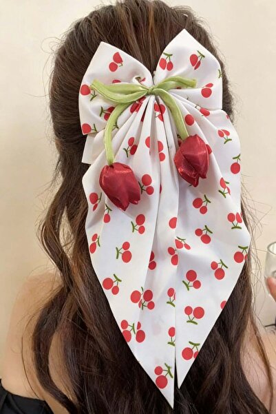 Katia&Bony مشبك أوتوماتيكي على شكل فيونكة باللون الأبيض