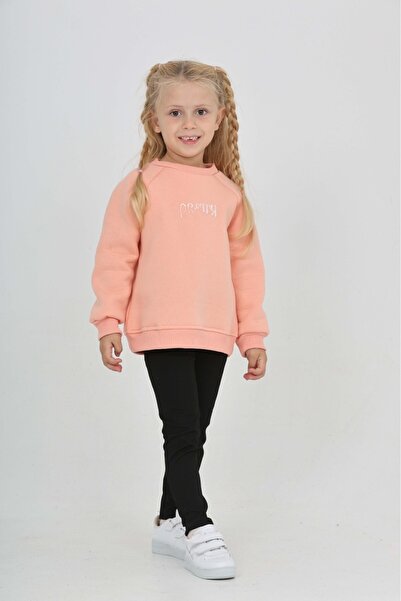 Toontoy Hanorac pentru fete, brodat, cu gât turnat și mâneci raglan 24909