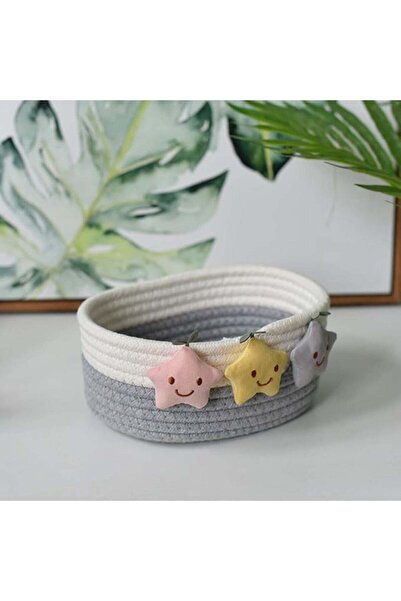 Arabest Star-Shaped Woven Cotton Storage Basket Sundries Organizer Grey(29*24...