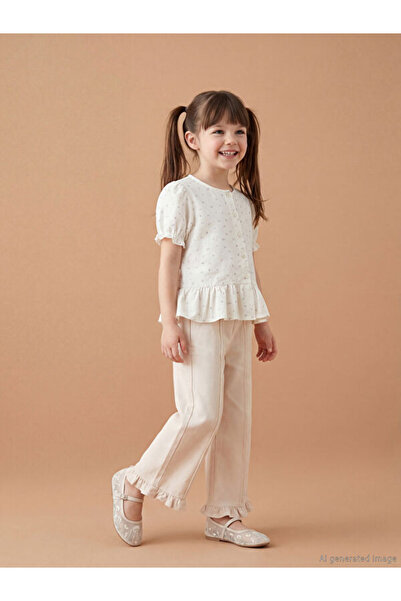 LC Waikiki Rmz Gi̇yi̇m Farkiyla Girls' Gabardine Pants with Waist Cord