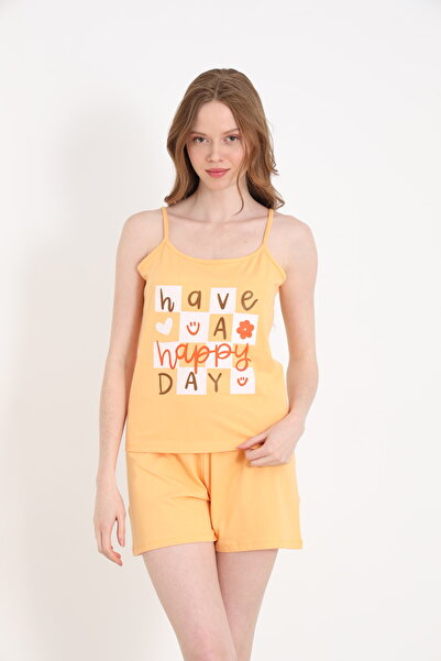 ELİTOL Дамски комплект от памучна ликра с тънки презрамки и къси панталони