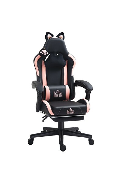 OEM Εργονομική Καρέκλα Gaming, δερματίνη/μέταλλο/πλαστικό, μαύρο/ροζ, 65 x 62...