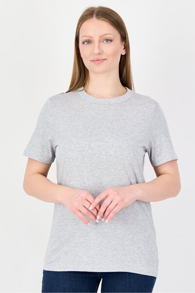 Undiz Women Crew Neck Heather Short Sleeve T-Shirt, Light Grey