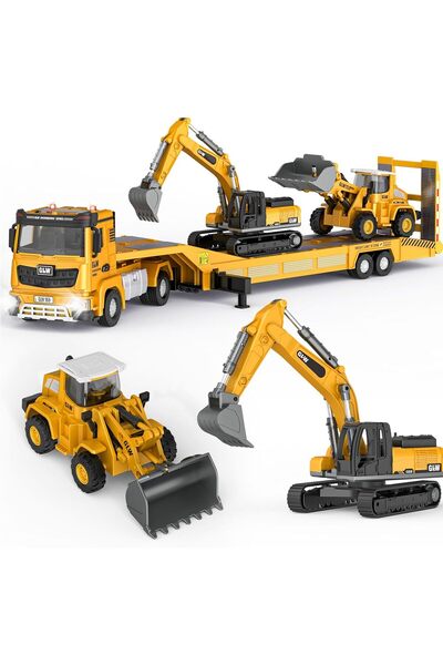 Arabest مجموعة مركبات بناء مصبوبة من 3 قطع مع أضواء وأصوات للأطفال من سن 3-7 ...