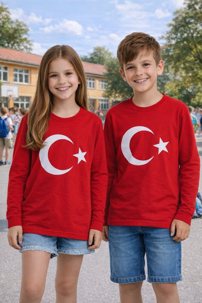 tinitins Tricou cu mânecă lungă pentru fete și băieți, cu imprimeu steagul tu...