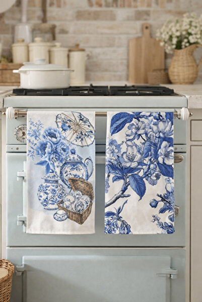 Pilloveland Patterned Kitchen Towels (Set of 2) |   30×50 cm - Porcelain