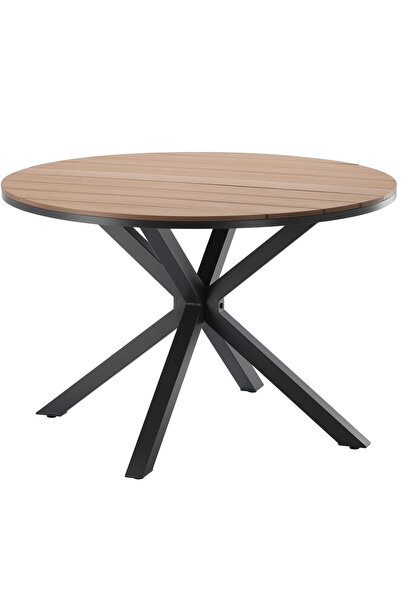 SERSIMO Round garden table, aluminum with polywood top, 112x73cm, dark gray