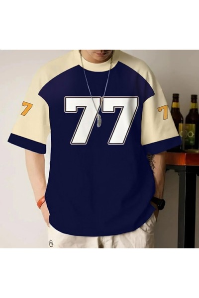 FASHION Oversized Number Pattern Tee Shirt for Men