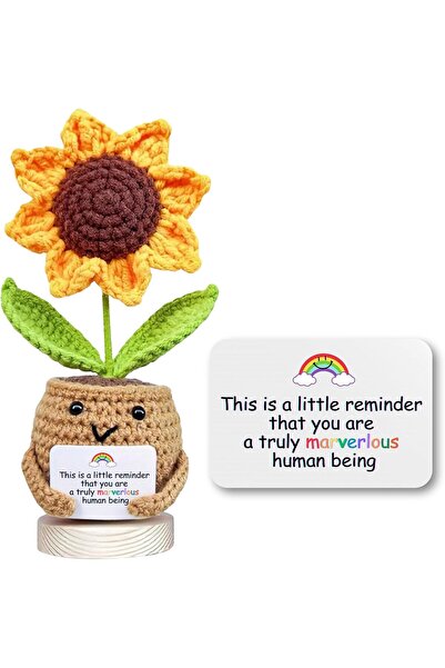 Arabest Positive Sunflower Crochet Doll with Card, Appreciation Gift for Cowo...