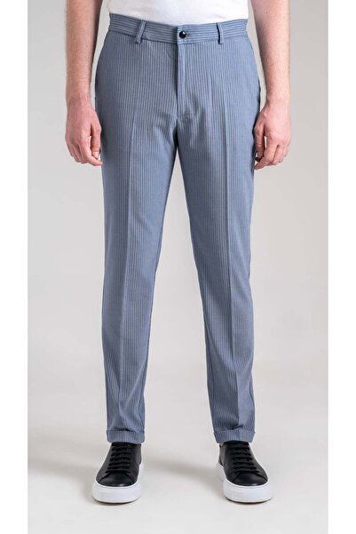 Sabri Özel Giotelli Blue Slim Fit Striped Side Pocket Regular Waist Standard ...