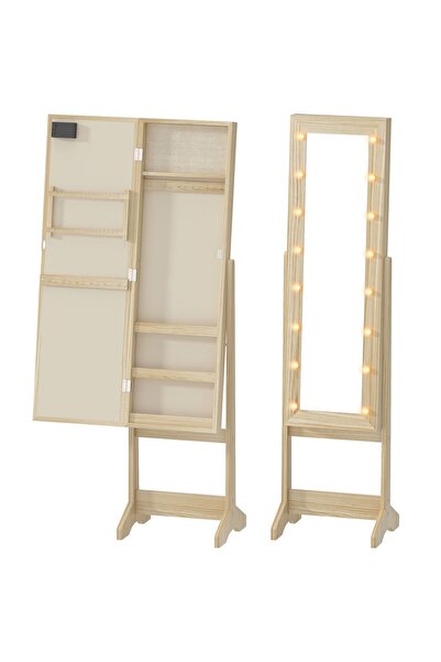 OEM Mirror with storage space, LED, MDF/glass, , 36 x 30 x 136 cm