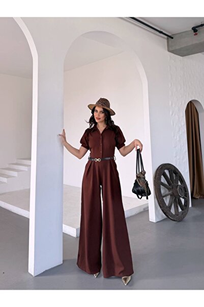 Kiki Kemer Detaylı Gömlek Yaka Tulum