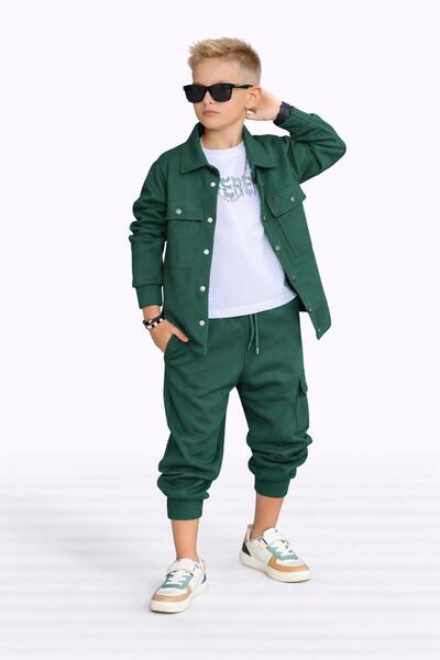 Bambam Αθλητικό σετ 3 τεμαχίων για αγόρια – Πράσινο μπουφάν, παντελόνι jogger...