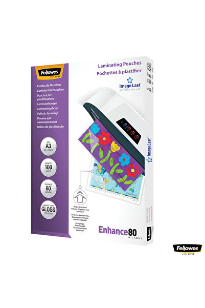 Fellowes Set de 100 folii de laminare, format A3, 80 microni, finisaj lucios