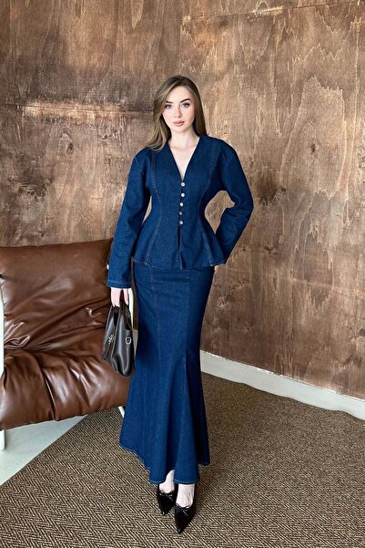 Elbee Fashion Woman Mavi Raw Set