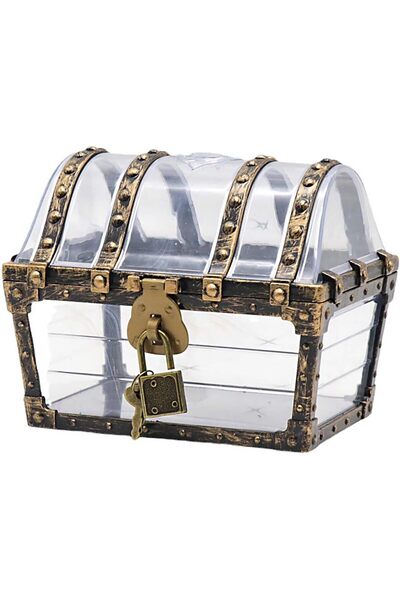 Arabest صندوق كنز شفاف مع قفل، صندوق تخزين على طراز القراصنة للمجوهرات والأغر...