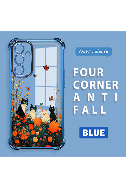 Transparent Soft Silicone Phone Case with Camera Protection for Samsung Galaxy A54 Compatible Cat Pattern