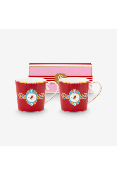 Pip Studio Love Birds Red Porcelain Mug Set 150 ml