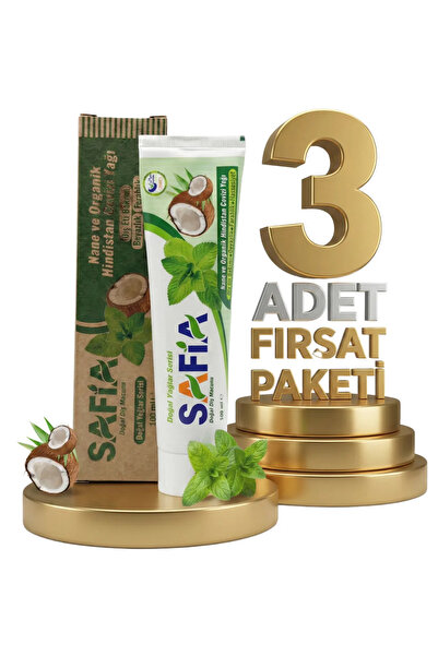 Safia Organic Toothpaste with Mint and Coconut 3X100 ml