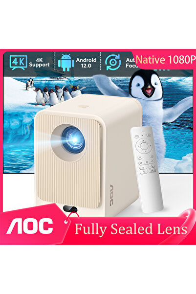 Aoc Dustproof Sealed Mini Projector 9000L 1080P 4K AutoFocus 250" Bedroom Cam...