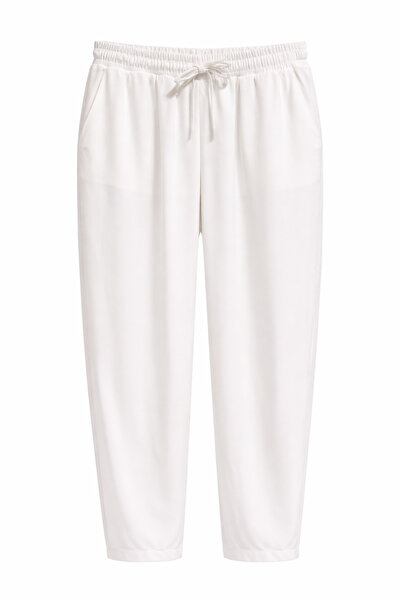 Mixray 4307 بنطلون شالوار نسائي بخصر مطاطي باللون الأبيض