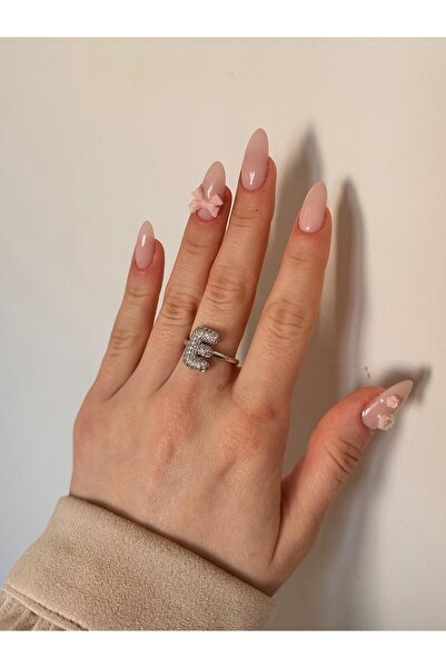 Charmist Çelik Üzeri Rodyum Kaplama Harf Yüzük Ayarlanabilir