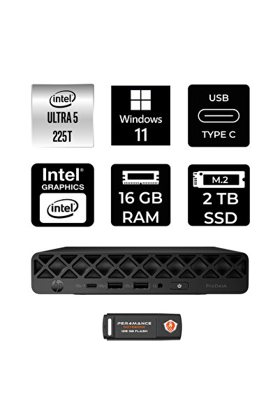 HP EliteDesk 8 Mini G1i AI Intel Core Ultra 5 225 16GB 2TB SSD W11H Mini Masaüstü Bilgisayar