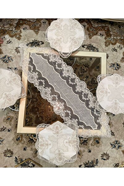 Generic مفرش طاولة الجوهرة - 5 قطع - مفارش طاولات النقشة العصرية