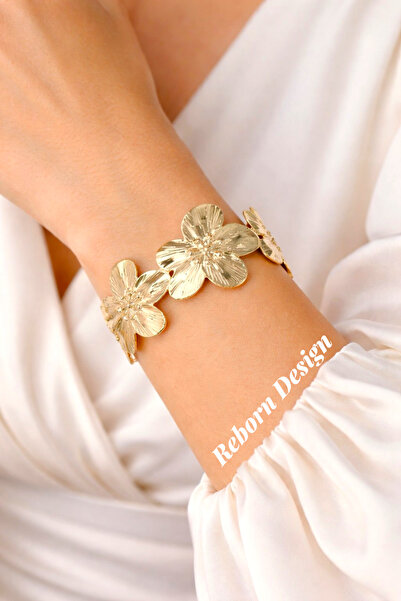 REBORN DESIGN Flower Model Brass Sheet Women's Bracelet
