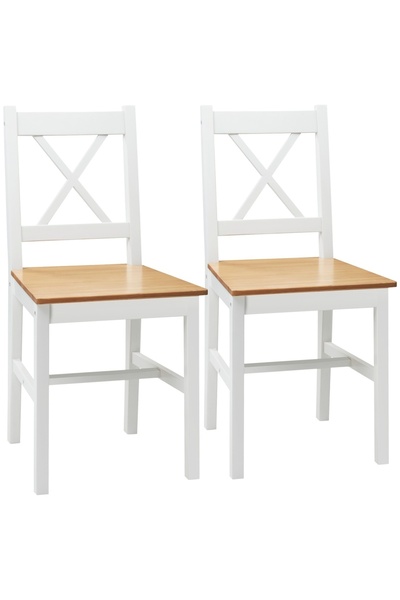 OEM Set of 2 solid pine wood Re-Bloom chairs, white/oak, 41 x 46.5 x 86 cm