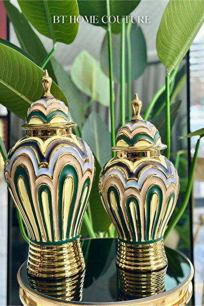vazo 2'Lİ RENKLİ GOLD DETAY KÜP