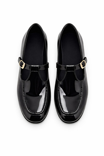 Adım Dünyası Kadın Loafer Rugan Mary Jane Tokalı Babet Günlük Şık Klasik Ayak...