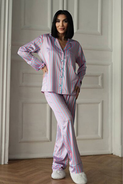 delis Women's two-piece pajama set, with buttons – 2600012, Pink / Blue