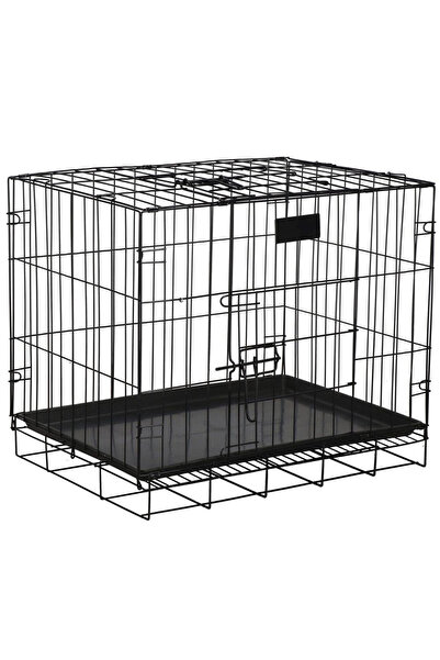OEM Cusca pentru animale, 2 usi, Pliabila din metal, L, Negru, 59x50x42 cm