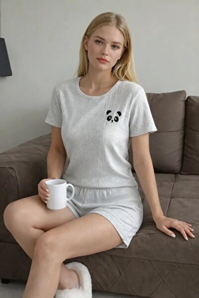 Cool & Sexy Panda Soft Women's Ribbed Shorts and Top Pajama Set