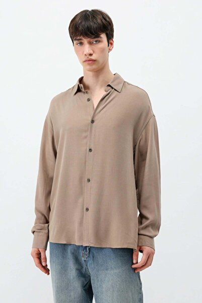 VAMOSCLO Light textured oversize shirt mink