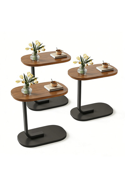 YESMAX 3 Pack Side Table, C Shaped End Table, Small Coffee Table with Metal F...