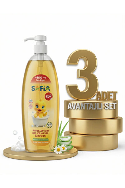 Safia Bebek için Saç ve Vücut Şampuanı 3x750 Ml