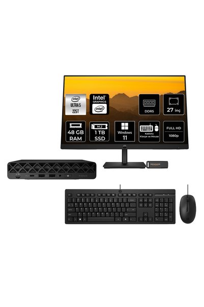 HP ProDesk 4 Mini G1i Intel Core Ultra 5 225T 48GB 1TB SSD 27" W11H Mini Masaüstü Bilgisayar