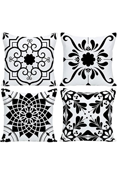 Arabest 4-Pack Geometric Flower Pillow Covers, 18x18 In Abstract Cushion Cove...