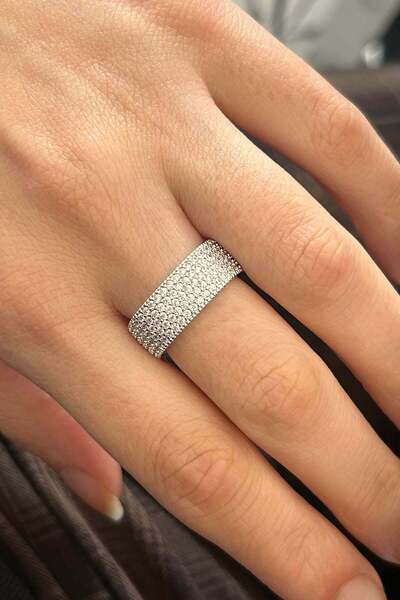 TAKIŞTIR Silver Color Stone Detailed Adjustable Ring