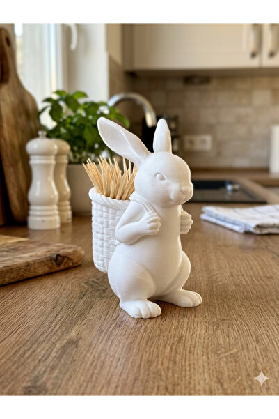 İstasyon store Sevimli Tavşan Figürlü Dekoratif Kürdanlık & Çok Amaçlı Sepetl...