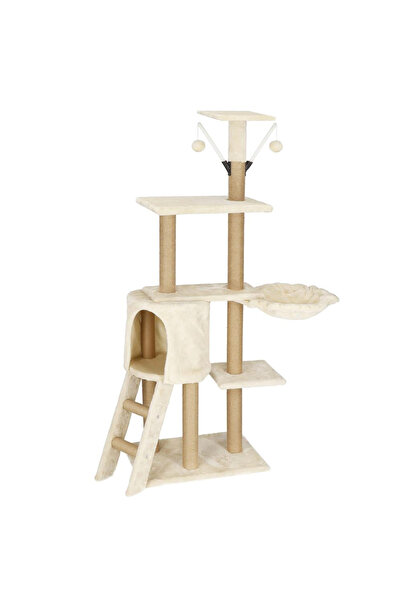 OEM Cat play set, with scratching post, hiding place, bed, balls, 136cm, cream